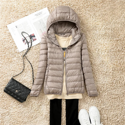 Women's Lightweight Packable Puffer Jacket | Hooded Down Coat
