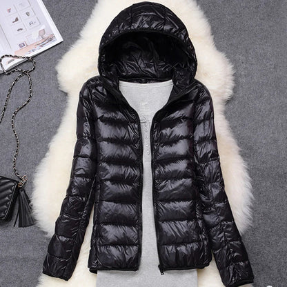 Women's Lightweight Packable Puffer Jacket | Hooded Down Coat