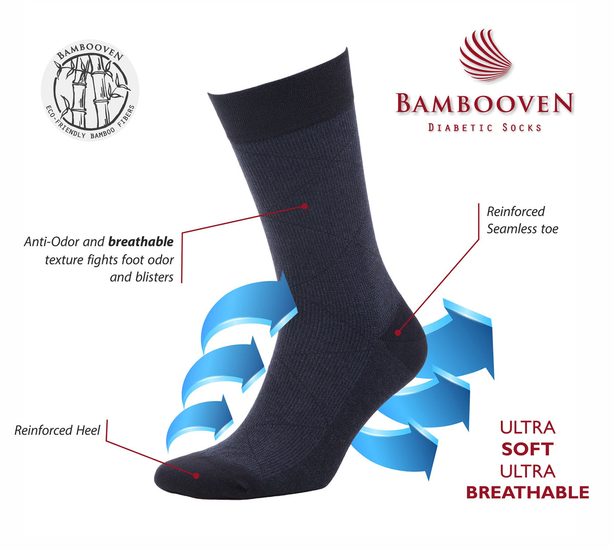 Men’s Bamboo Dress Socks 6-Pack – Assorted Colors